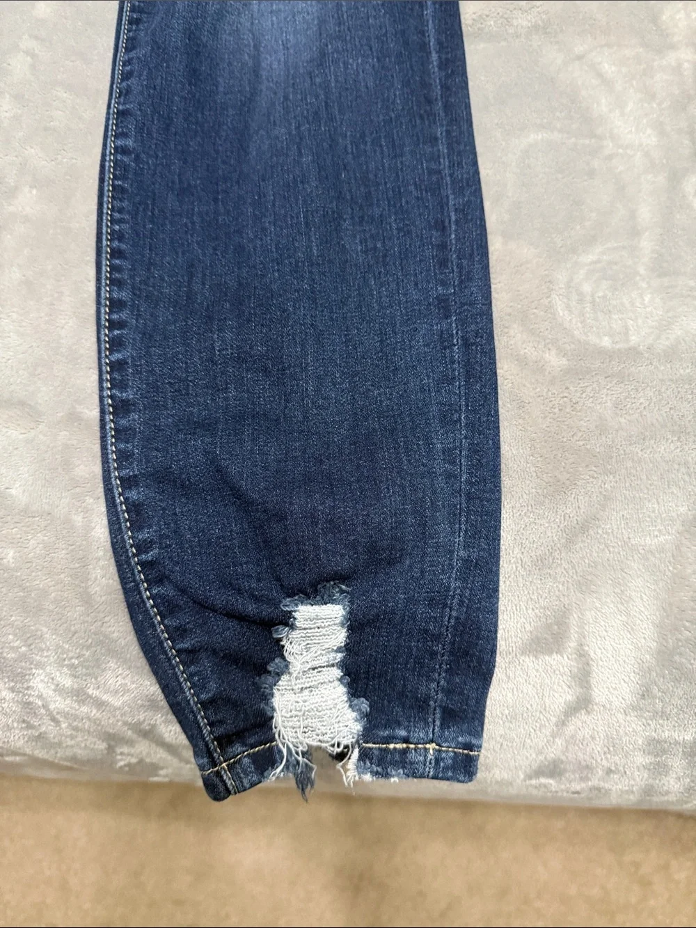 KanCan Dark Blue Distressed Button Fly Slim Boyfriend Jeans item 72509